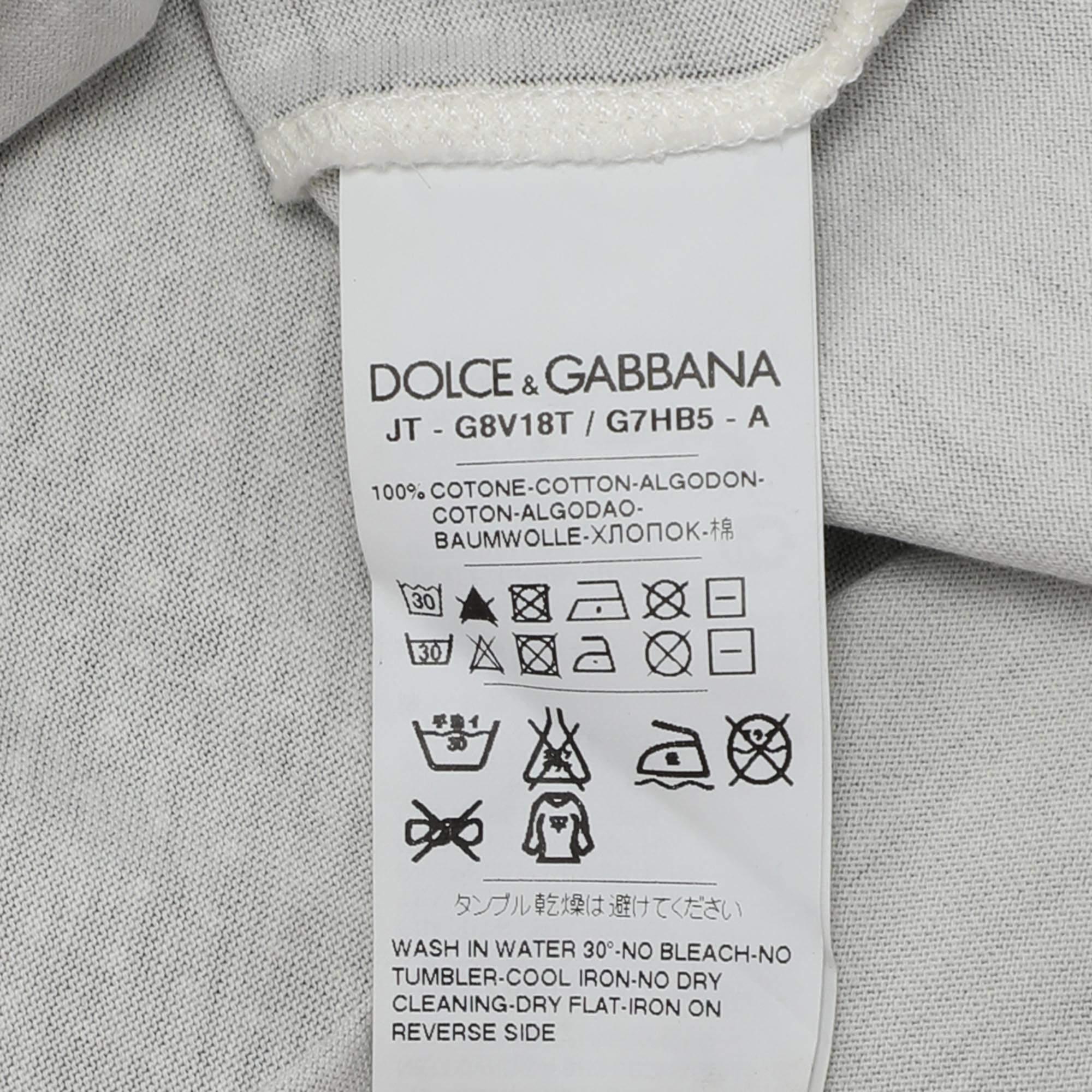 Dolce & Gabbana Blue/White Polka Dot Print T-Shirt M 1
