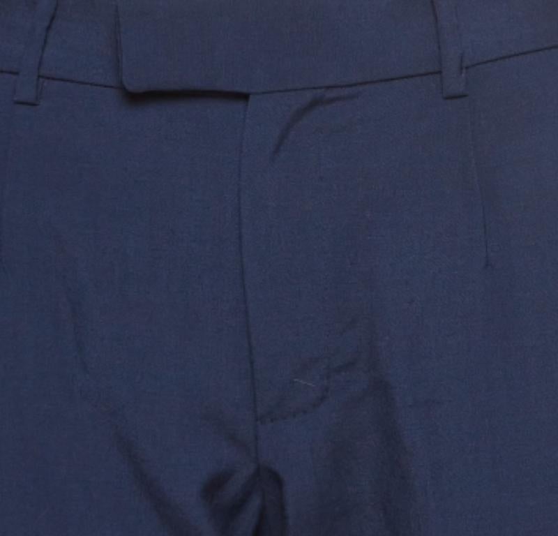 Dolce & Gabbana Pantalon régulier en laine bleue S Bon état - En vente à Dubai, Al Qouz 2