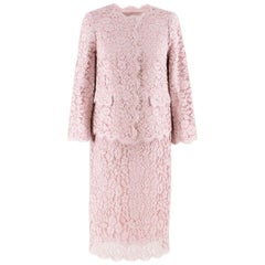 Dolce & Gabbana Blush Pink Lace Jacket and Skirt Set IT 38