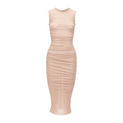 DOLCE GABBANA blush pink sheer ruched body midi dress IT36 XXS DOLCE GABBANA blush pink sheer ruched body midi dress IT36 XXS