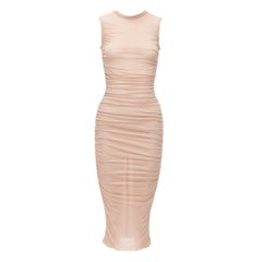 DOLCE GABBANA abito midi con increspature rosa arrossato IT36 XXS