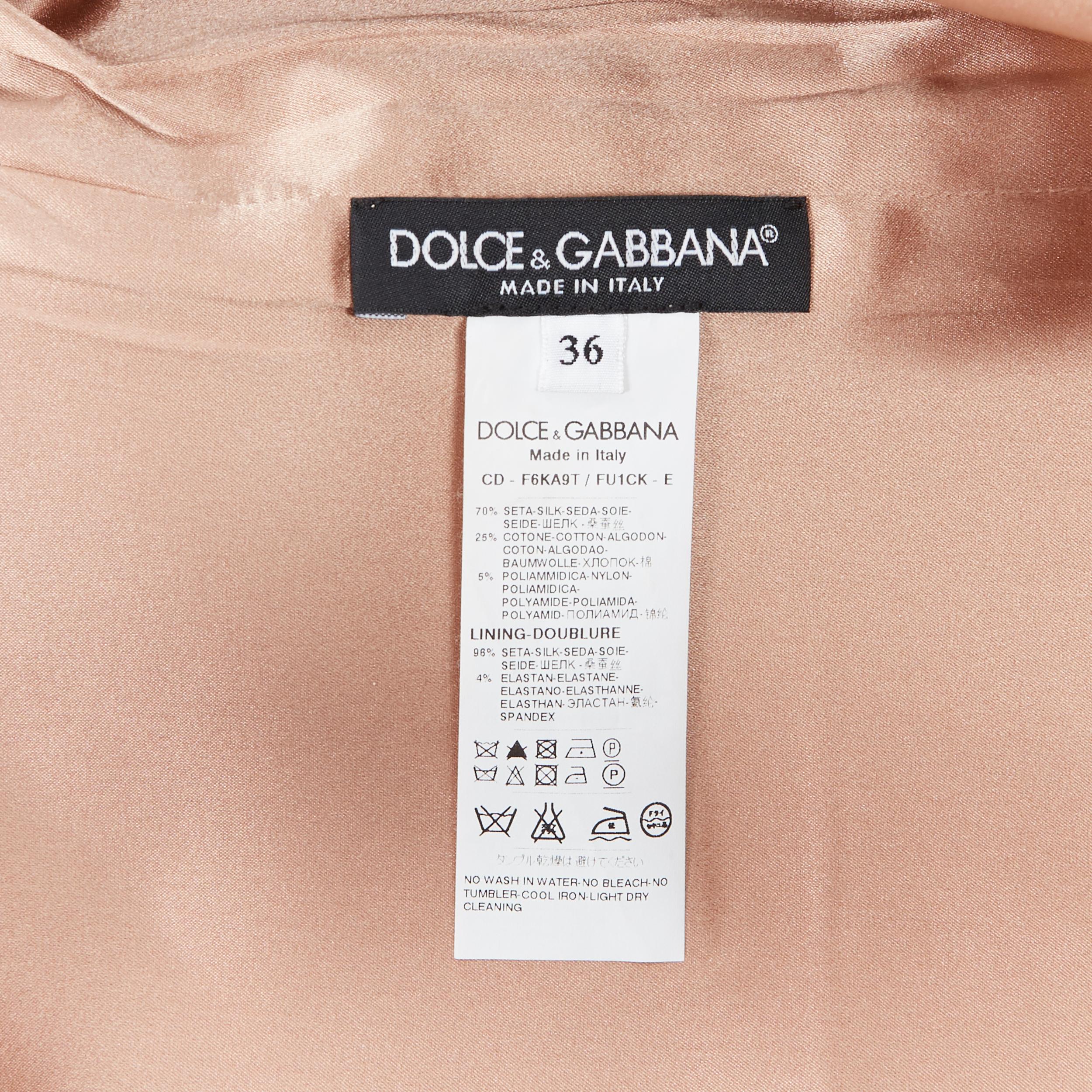 DOLCE GABBANA blush pink silk black floral lace A-line mini dress IT36 XS 3
