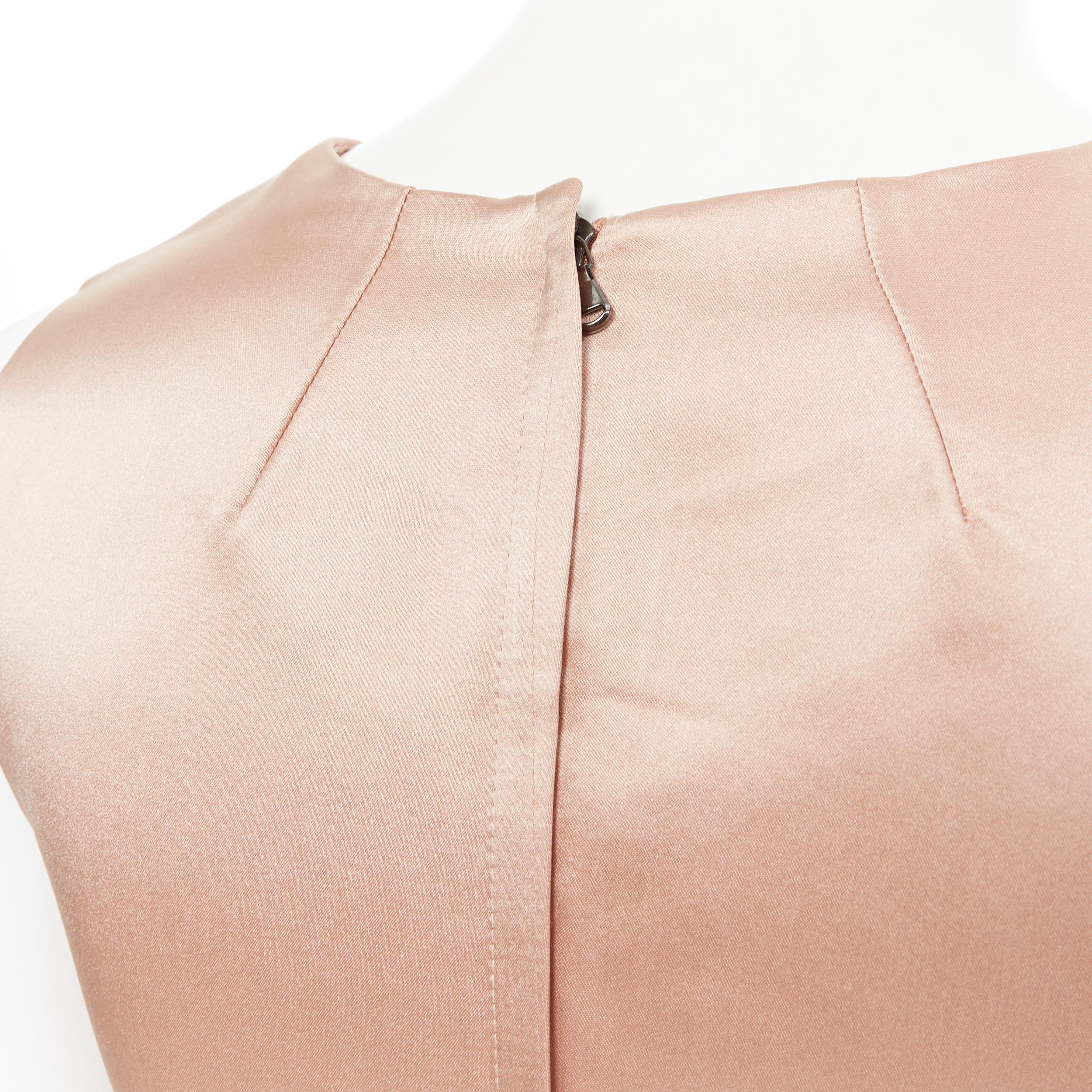 DOLCE GABBANA blush pink silk black floral lace A-line mini dress IT36 XS 1