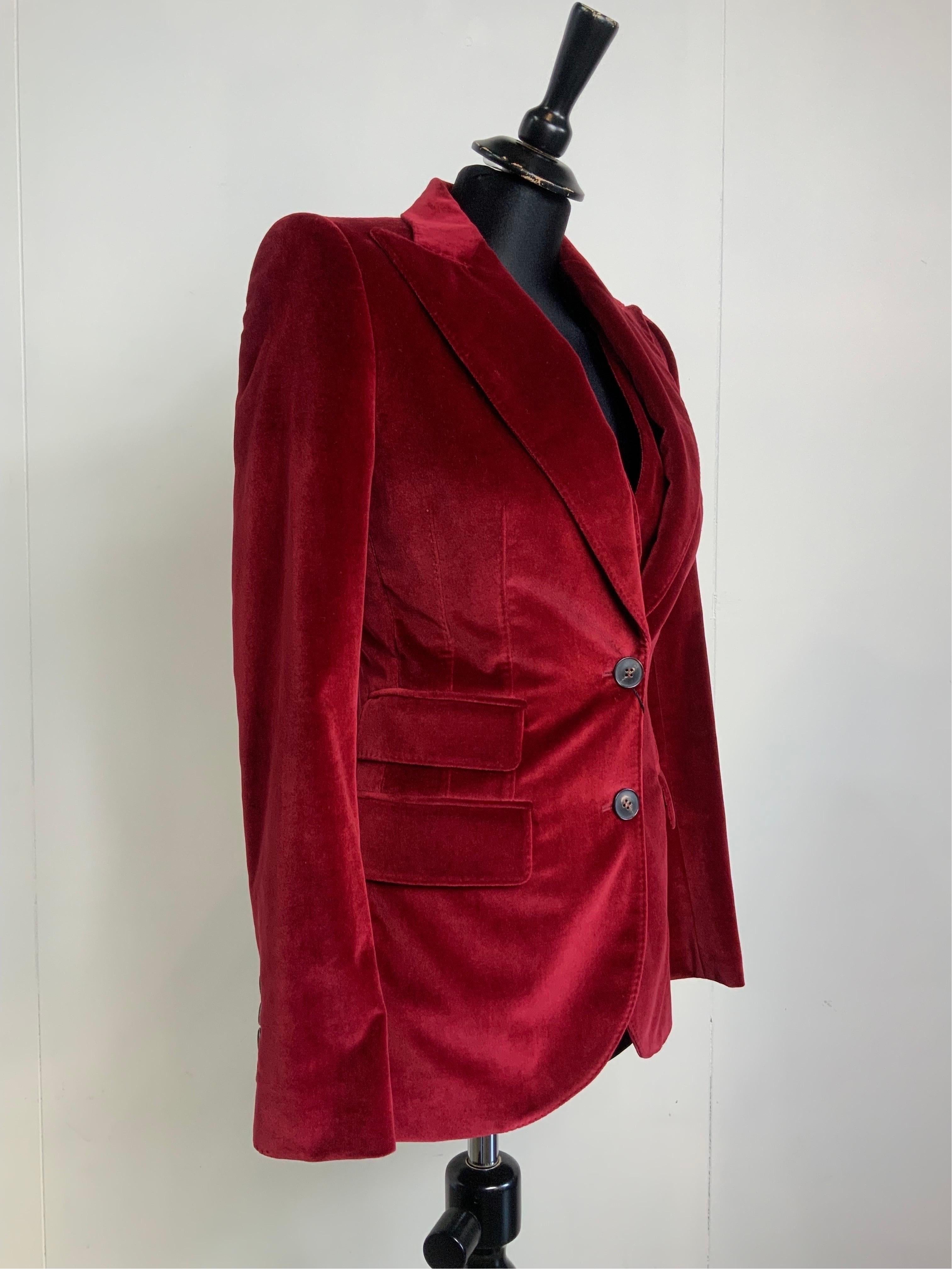 Dolce & Gabbana Bordeaux Jacket & Vest  In New Condition In Carnate, IT