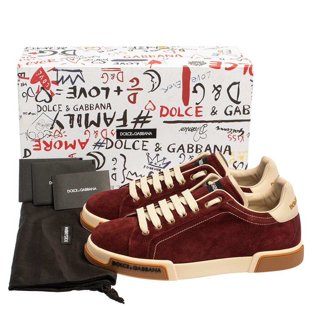 Men's Dolce & Gabbana Bordeaux Suede Portofino Low Top Sneakers Size 41