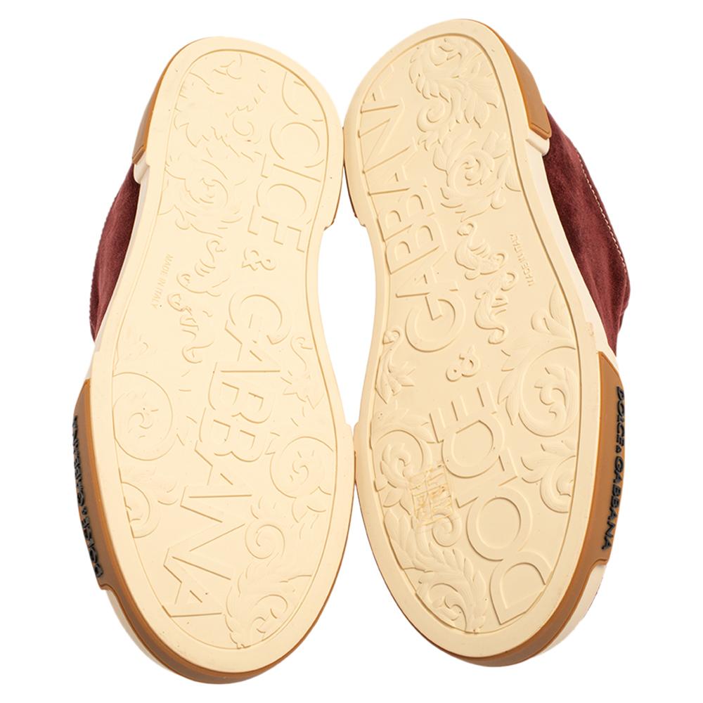 Dolce & Gabbana Bordeaux Suede Portofino Low Top Sneakers Size 41 2
