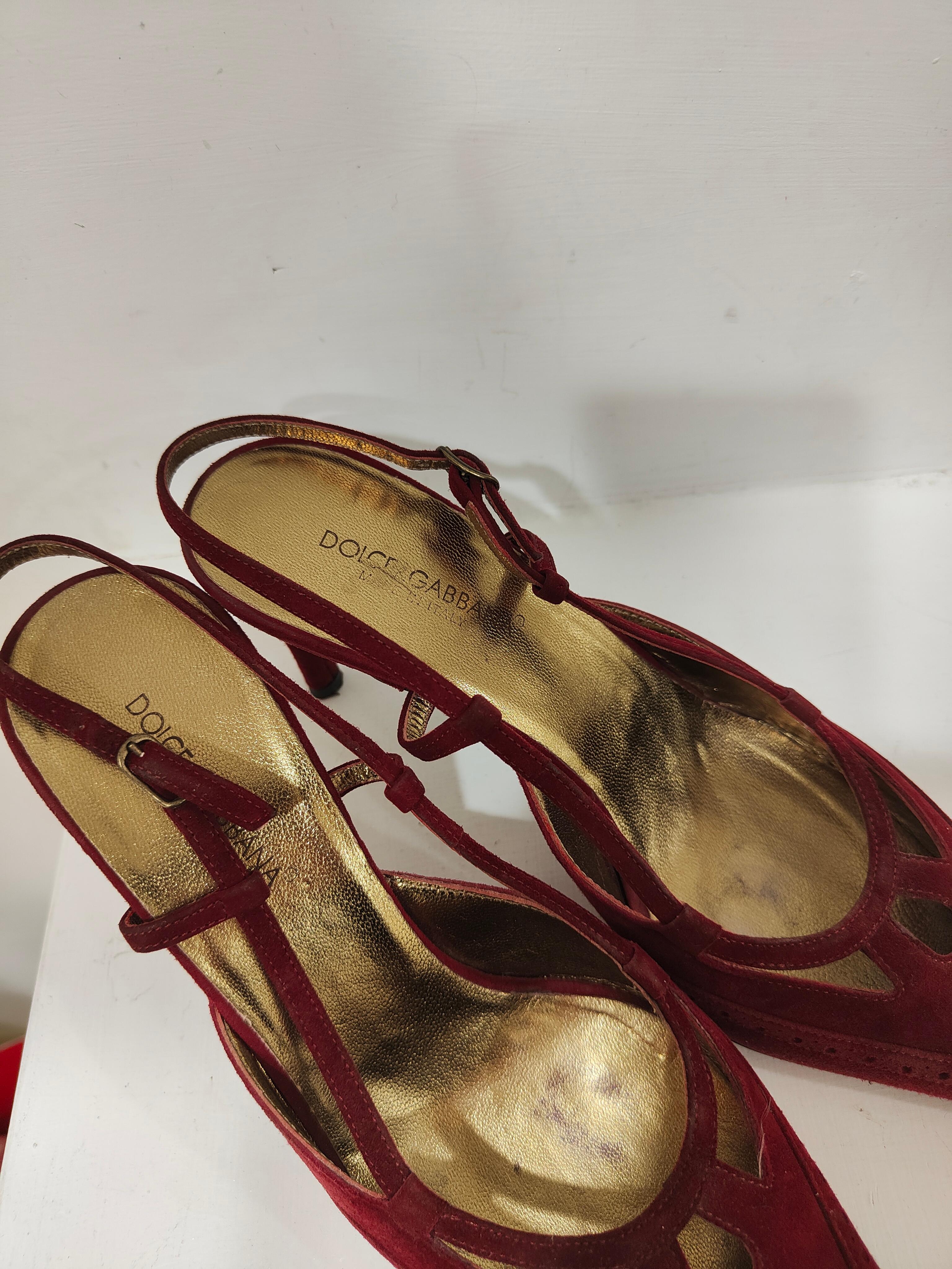 Brown Dolce & Gabbana bordeaux suede sandals shoes For Sale
