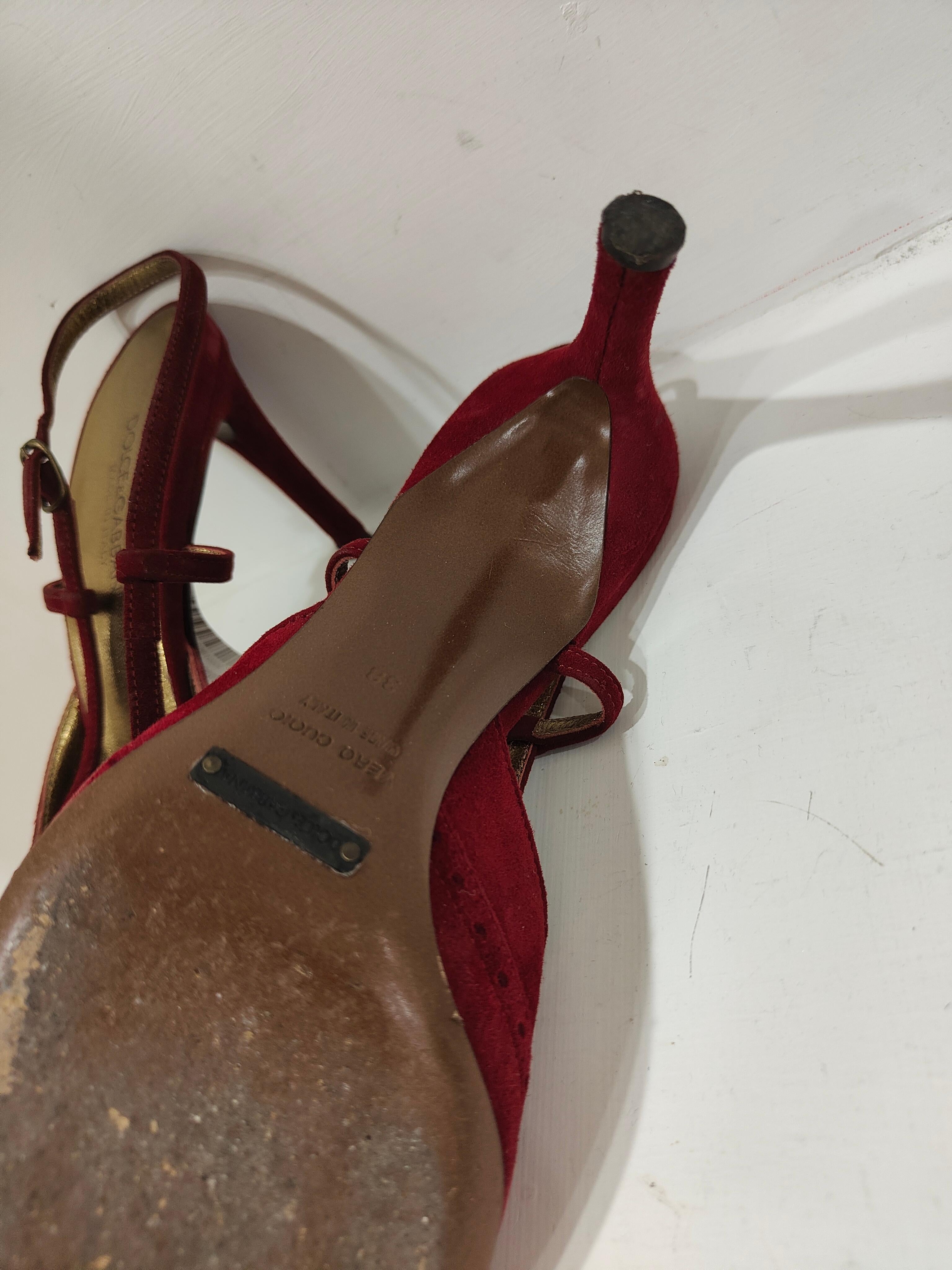 Women's Dolce & Gabbana bordeaux suede sandals shoes For Sale