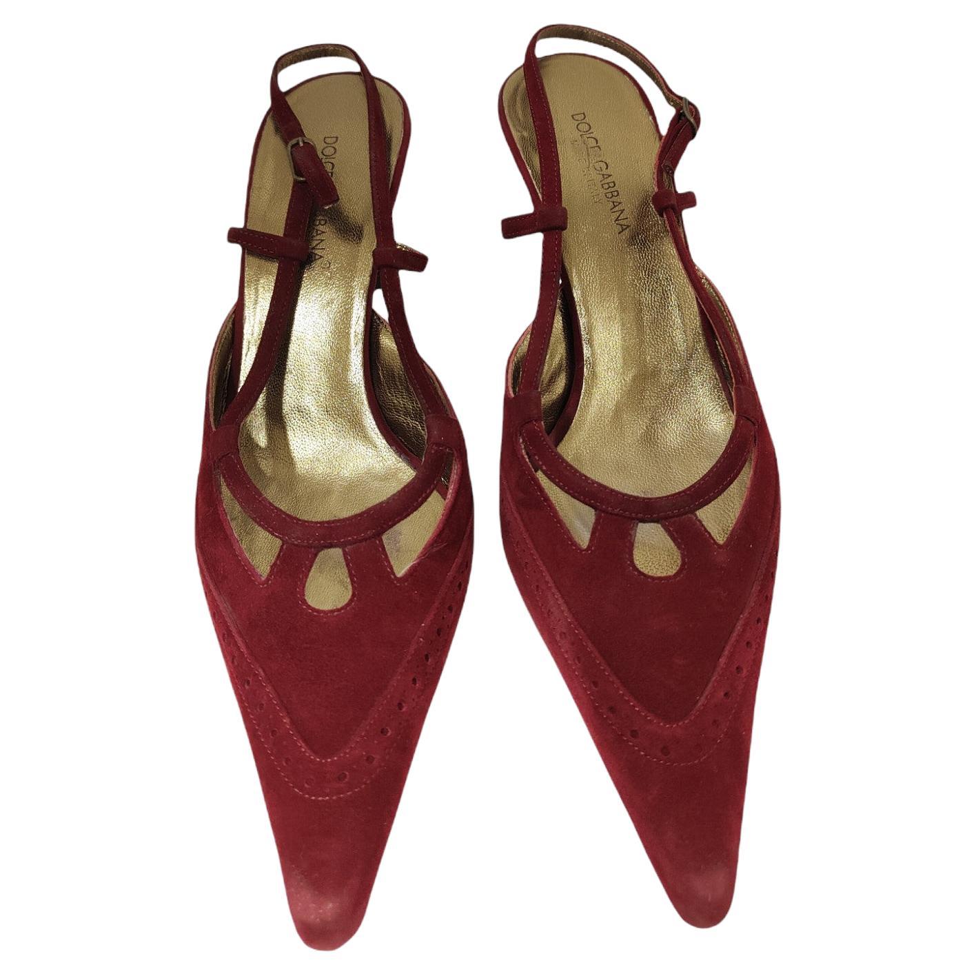 Dolce & Gabbana bordeaux suede sandals shoes