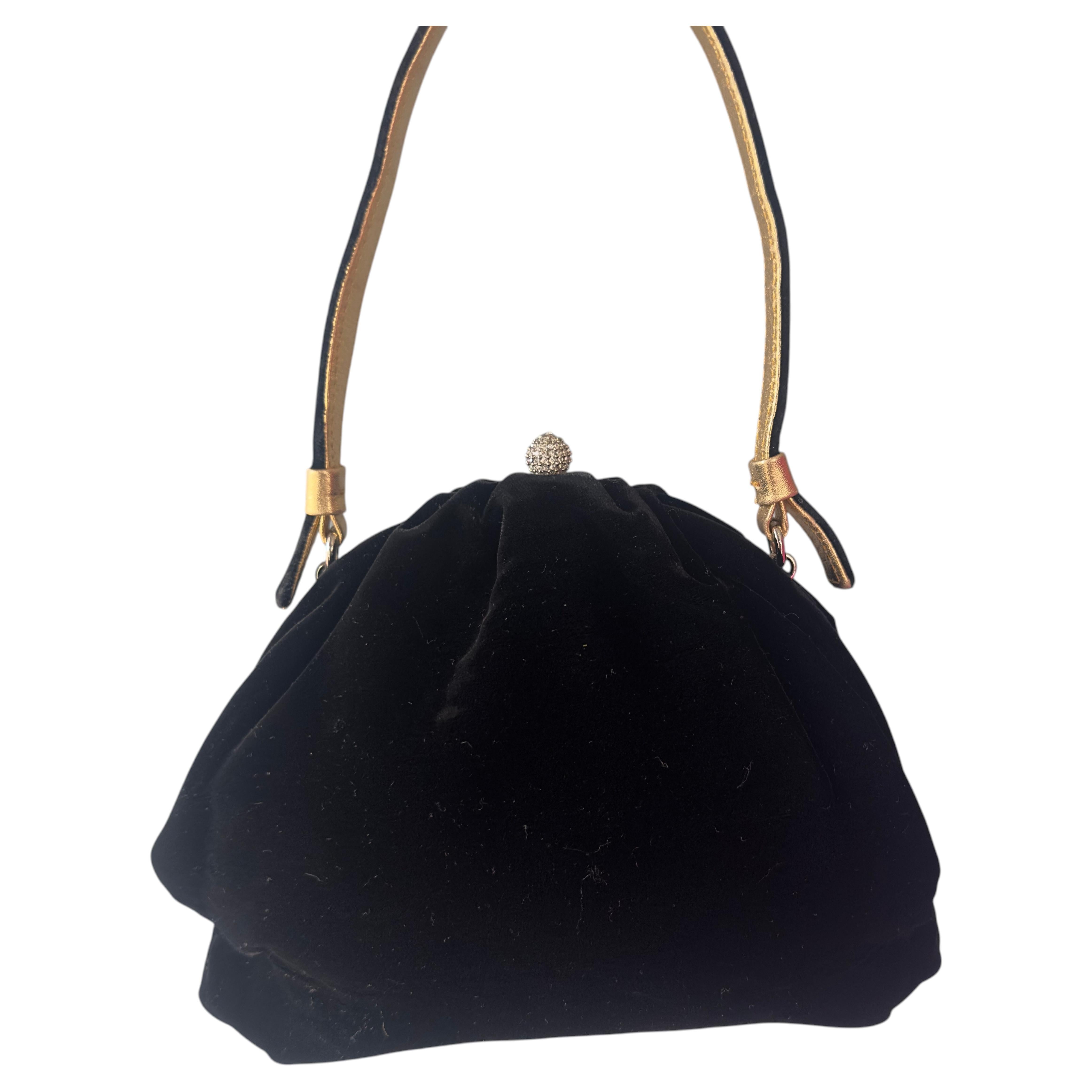 Sac de soirée Dolce & Gabbana en velours noir avec fermeture en bijou, années 1990