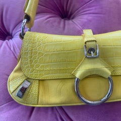 Dolce & Gabbana Vintage Y2K Yellow Crocodile Effect Leather Bag, 2000s