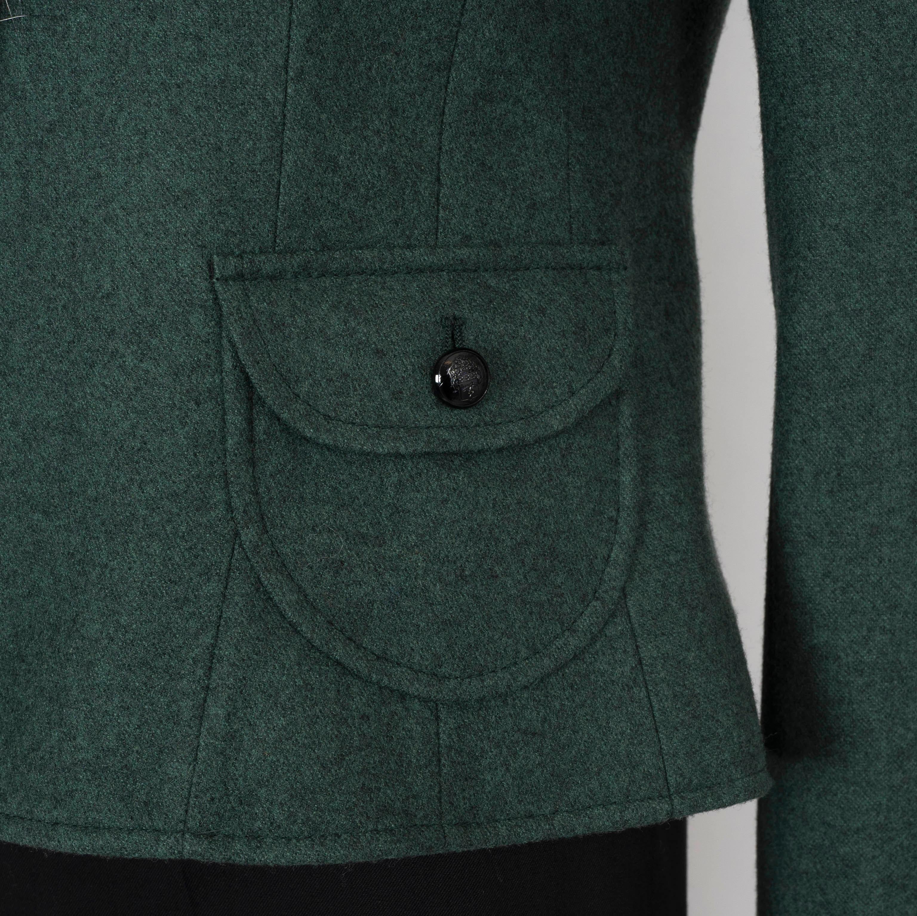 DOLCE & GABBANA bottle green wool FUR TRIM Jacket 42 M For Sale 1