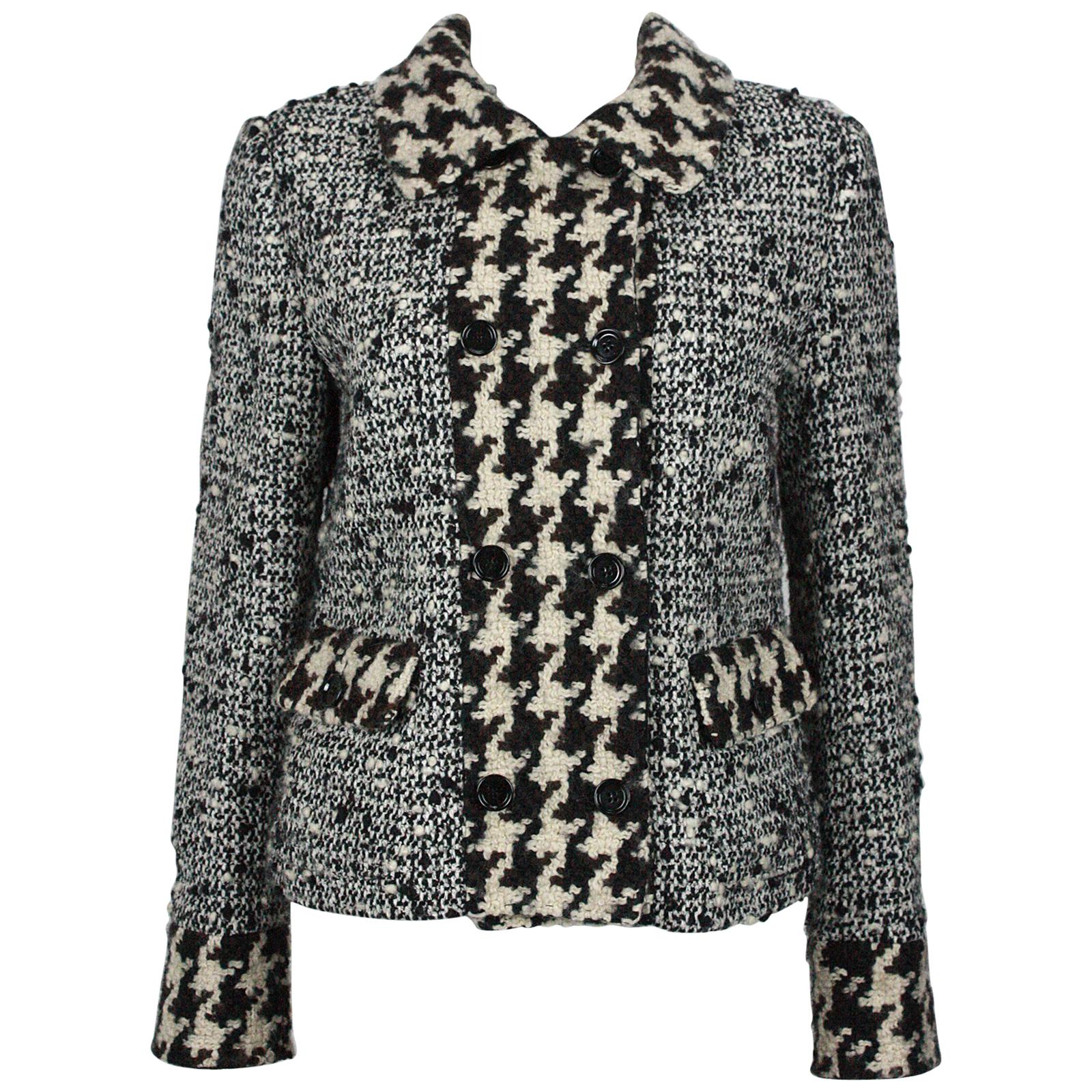 Dolce & Gabbana Boucle Wool Double Breasted Jacket For Sale