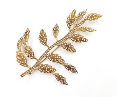 Dolce & Gabbana Brand New Gold Leaf Silver Pink Crystal Large Brooch