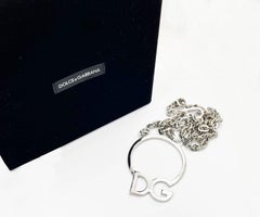 Dolce &Gabbana Brand New Silver Large Pendant Chain Long Necklace