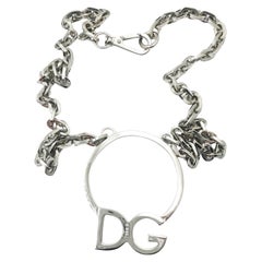Dolce &Gabbana Brand New Silver Large Pendant Chain Long Necklace