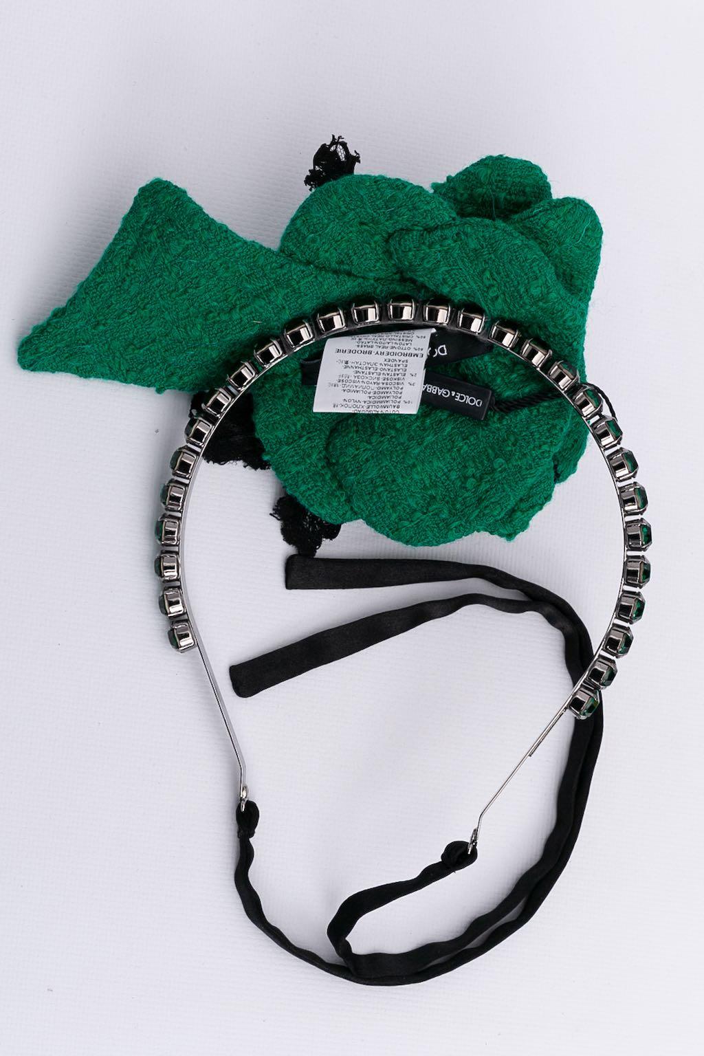 Dolce & Gabbana Brass Headband Paved with Rhinestones In Excellent Condition For Sale In SAINT-OUEN-SUR-SEINE, FR