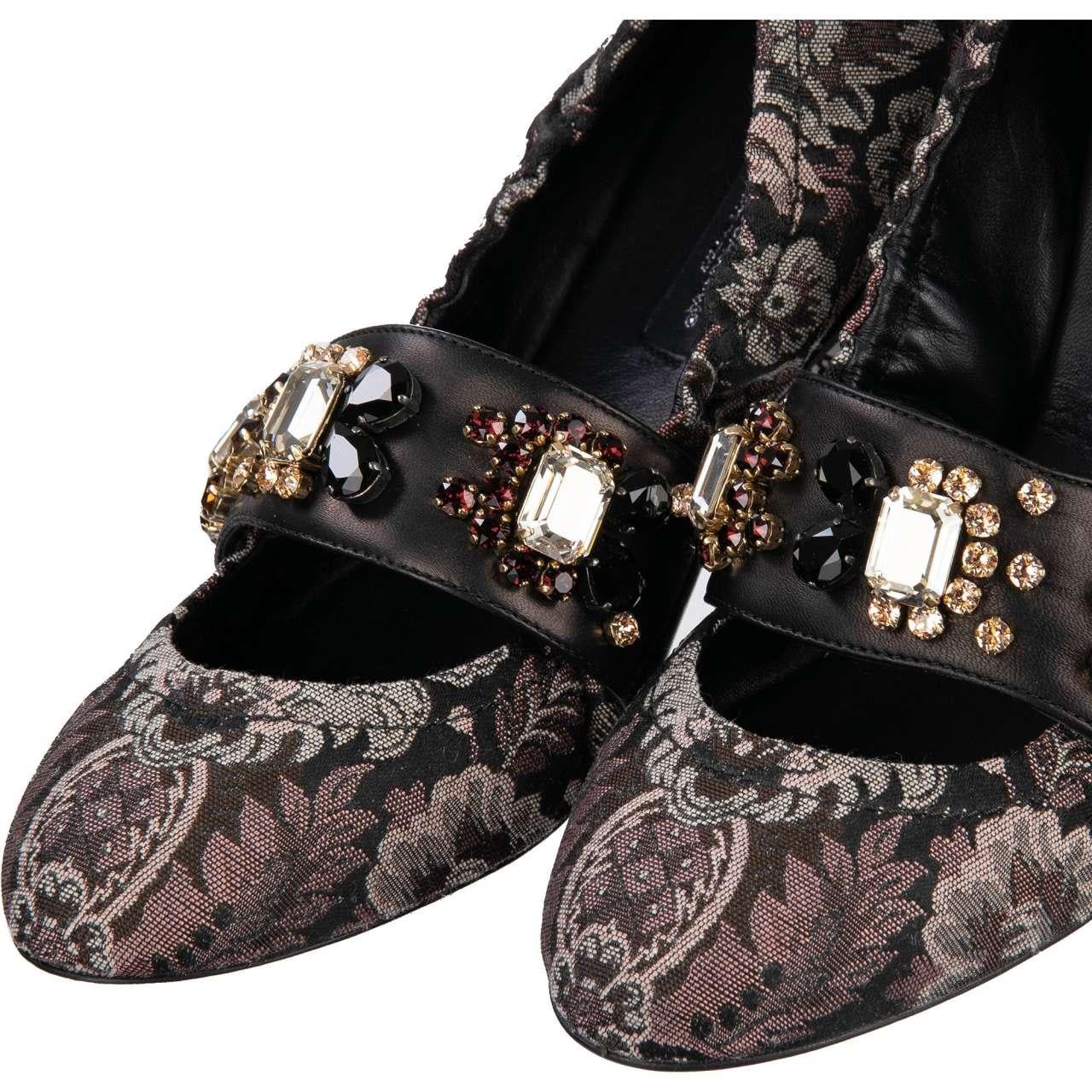 Dolce & Gabbana - Brocade Ballet Flats VALLY with Crystals 38.5 In Excellent Condition For Sale In Erkrath, DE