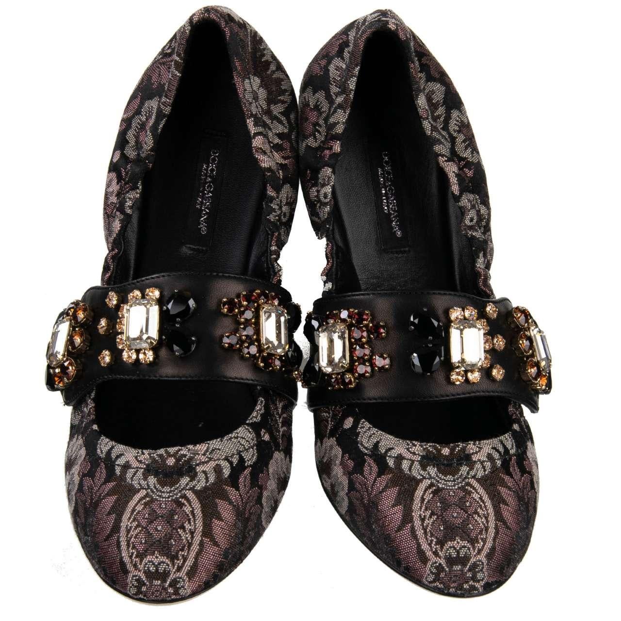 Dolce & Gabbana - Brocade Ballet Flats VALLY with Crystals 38.5 For Sale 2