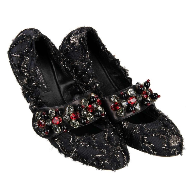 Dolce and Gabbana - Brocade Ballet Flats VALLY with Crystals EUR 37.5