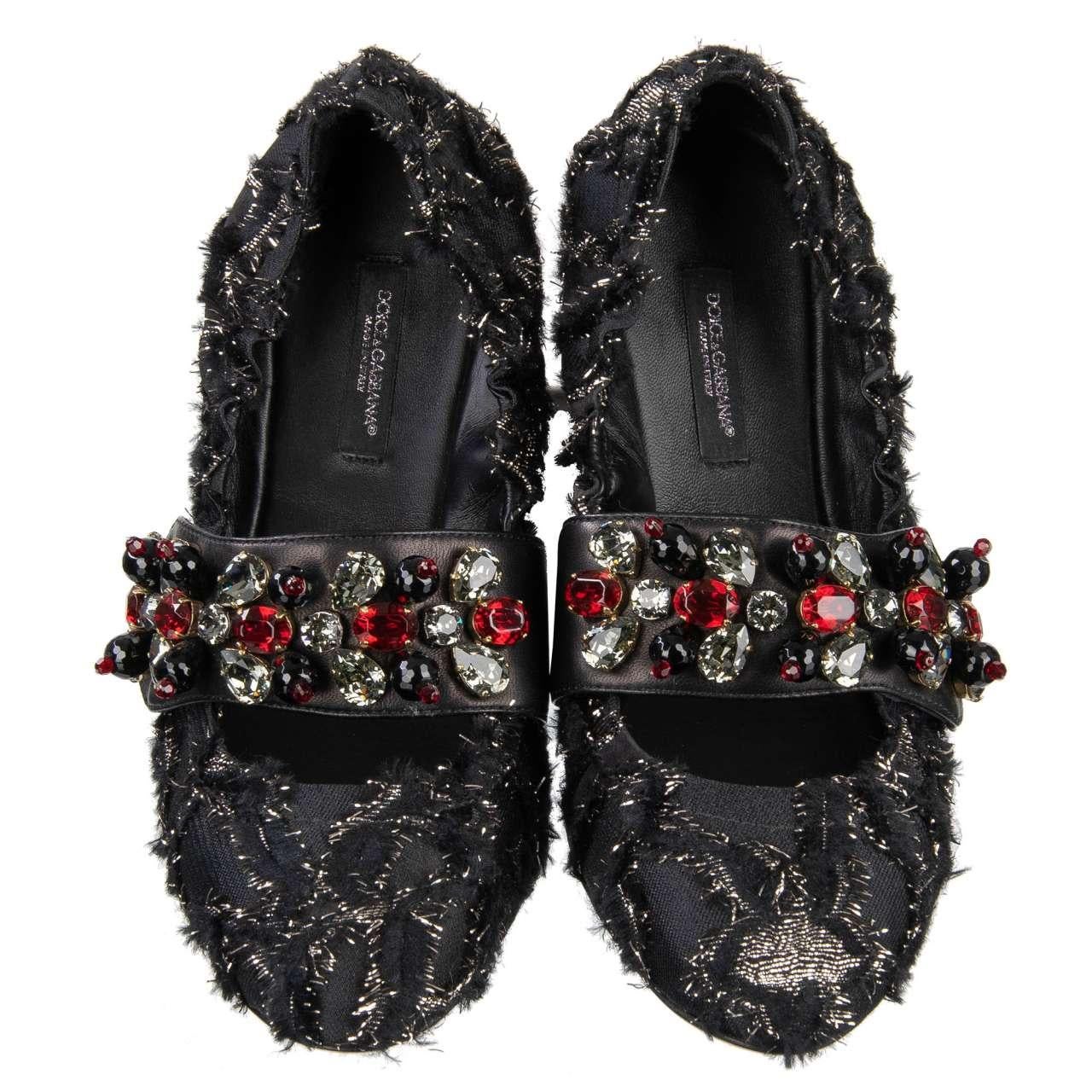 Women's Dolce & Gabbana - Brocade Ballet Flats VALLY with Crystals EUR 38 For Sale