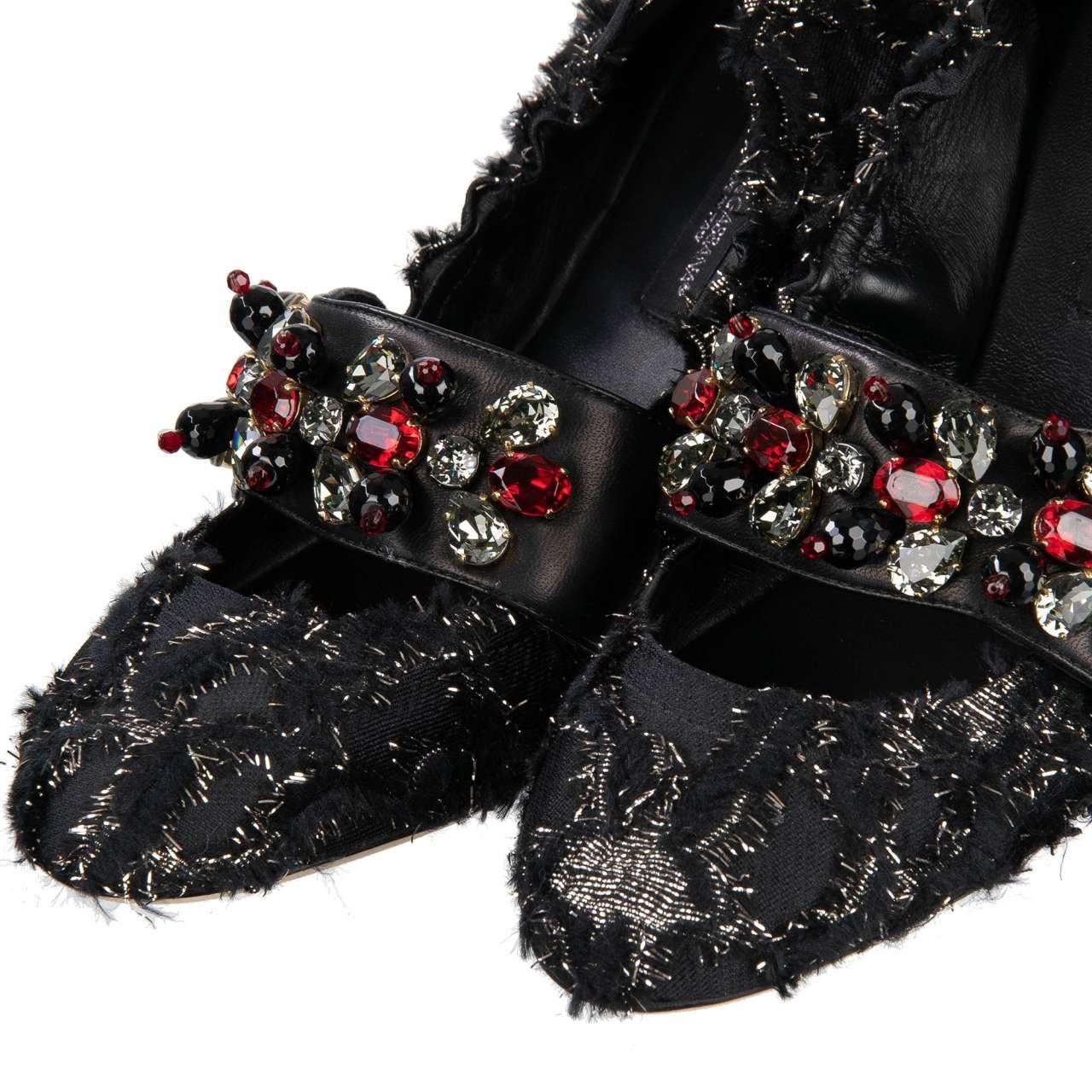 Dolce & Gabbana - Brocade Ballet Flats VALLY with Crystals EUR 38 For Sale 2
