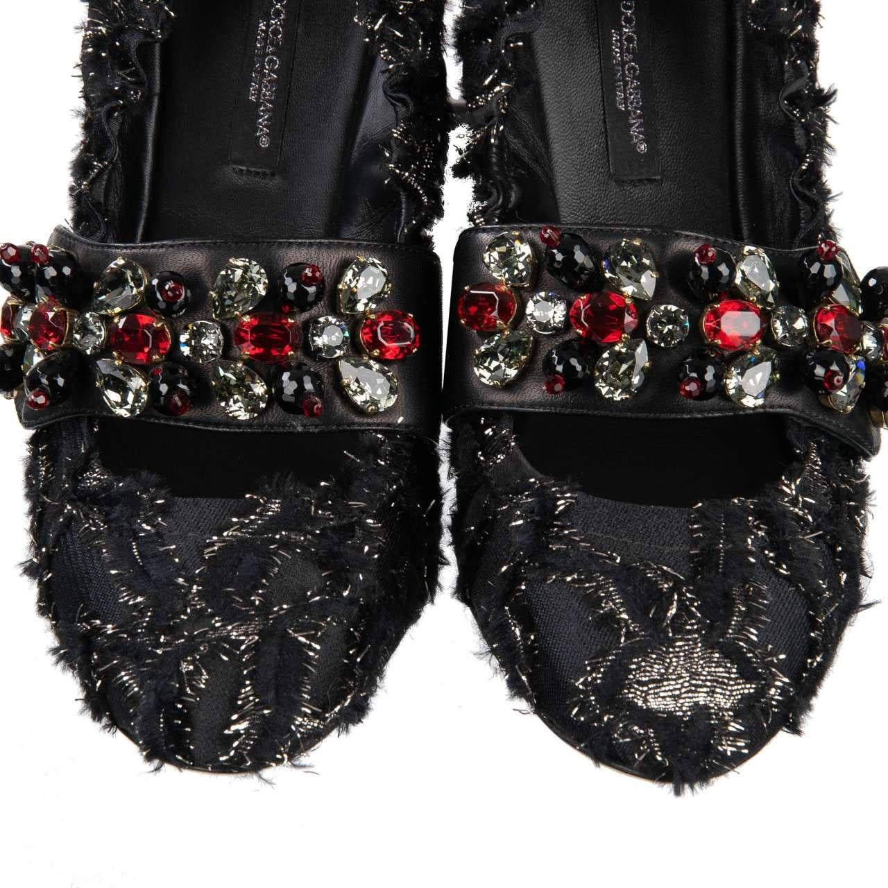 Dolce & Gabbana - Brocade Ballet Flats VALLY with Crystals EUR 38 For Sale 3