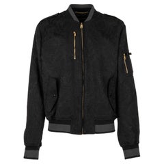 Dolce & Gabbana Brocade Bomber Jacket with Zip Closure and Pockets Black 48