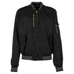 Dolce & Gabbana Brocade Bomber Jacket with Zip Closure and Pockets Black 54