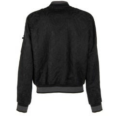 Dolce & Gabbana Brocade Bomber Jacket with Zip Closure and Pockets Black 56