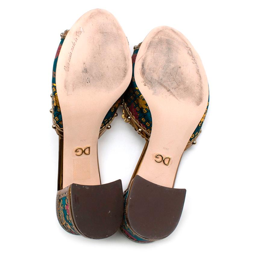 Dolce & Gabbana Brocade Crystal Embellished Mules In Excellent Condition In London, GB