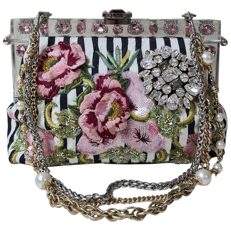 DOLCE and GABBANA Brocade Embroidered Clutch Shoulder Bag VANDA Black White For Sale at 1stDibs DOLCE and GABBANA Brocade Embroidered Clutch Shoulder Bag VANDA Black White For Sale at 1stDibs
