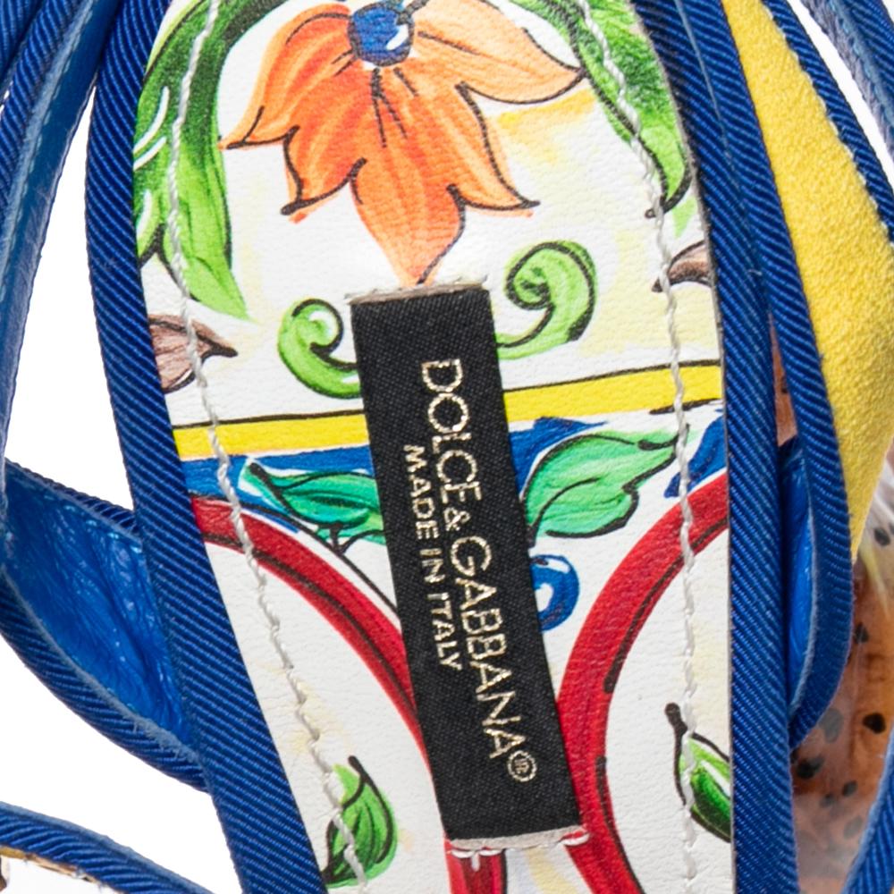 Dolce & Gabbana Brocade Fabric Sculpture Heel Ankle Strap Sandals Size 38.5 1