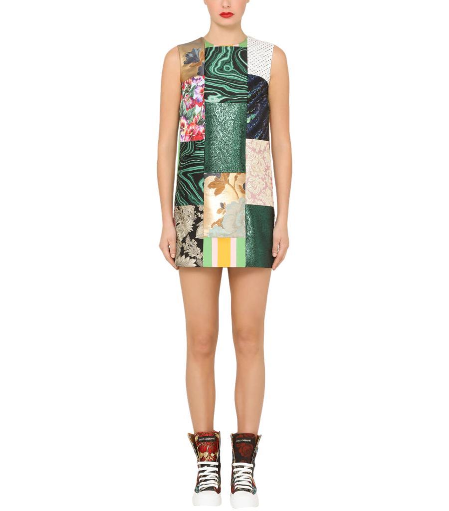 Dolce & Gabbana - Robe patchwork en brocart et lamé Pour femmes en vente