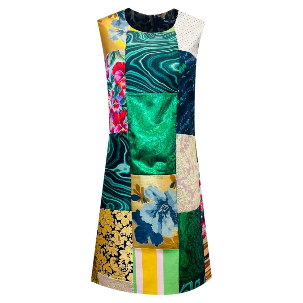 Dolce & Gabbana - Robe patchwork en brocart et lamé en vente