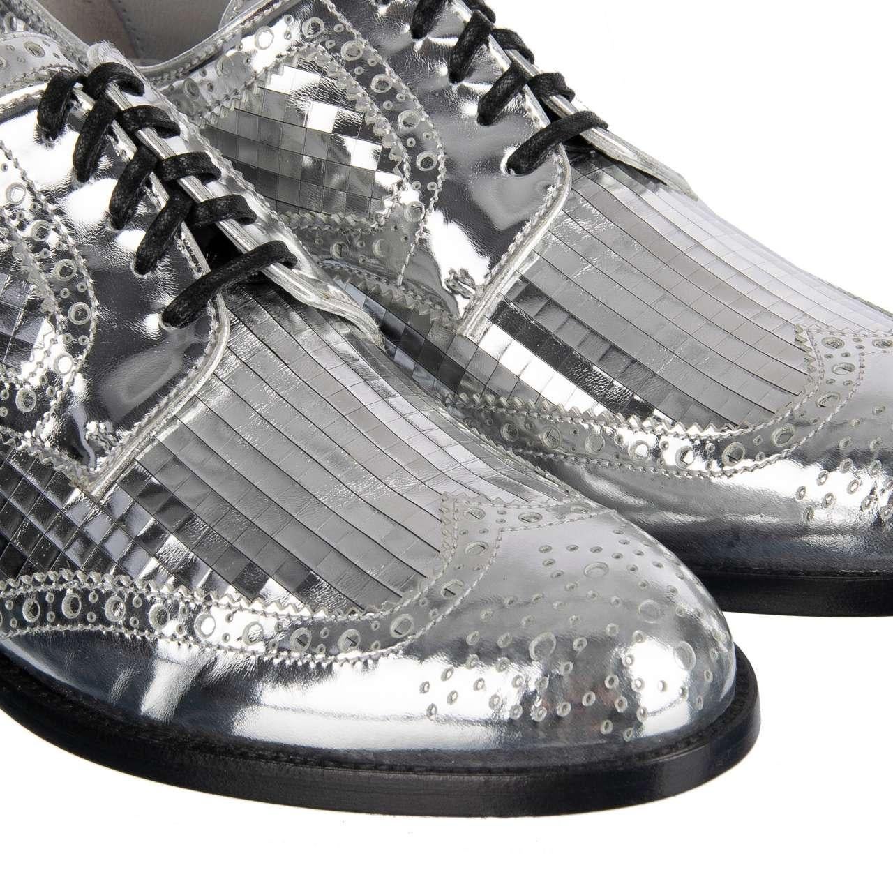 Dolce & Gabbana - Brogues Shoes BOY DONNA Silver EUR 36 In Excellent Condition For Sale In Erkrath, DE