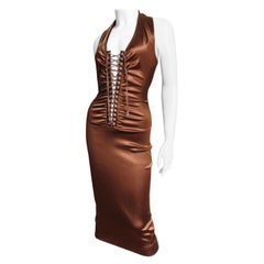 Used Dolce & Gabbana Silk Lace up Halter Dress