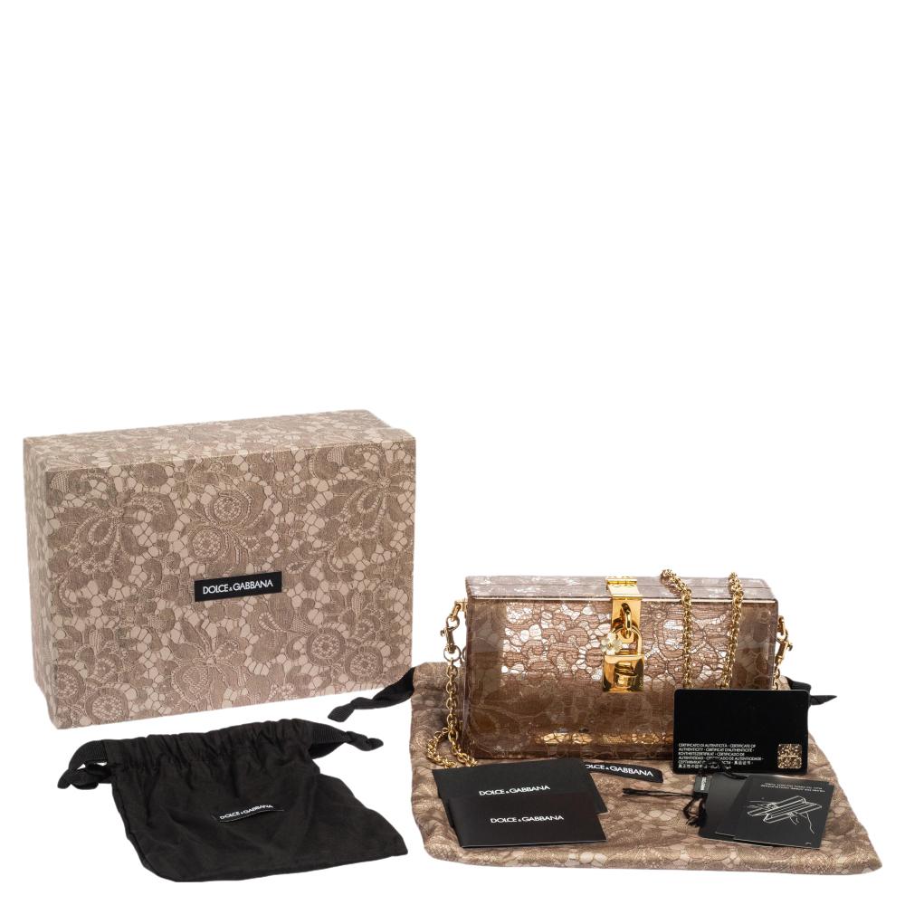 Dolce & Gabbana Brown Acrylic Lace Dolce Box Bag 6