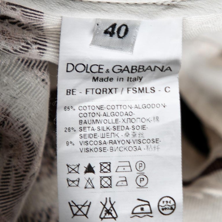 617341 Dolce and Gabbana Brown and White Stripe Textured Cotton Shorts S For ...