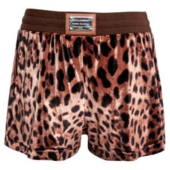 Dolce & Gabbana Braune Samt Shorts mit Tiermuster M