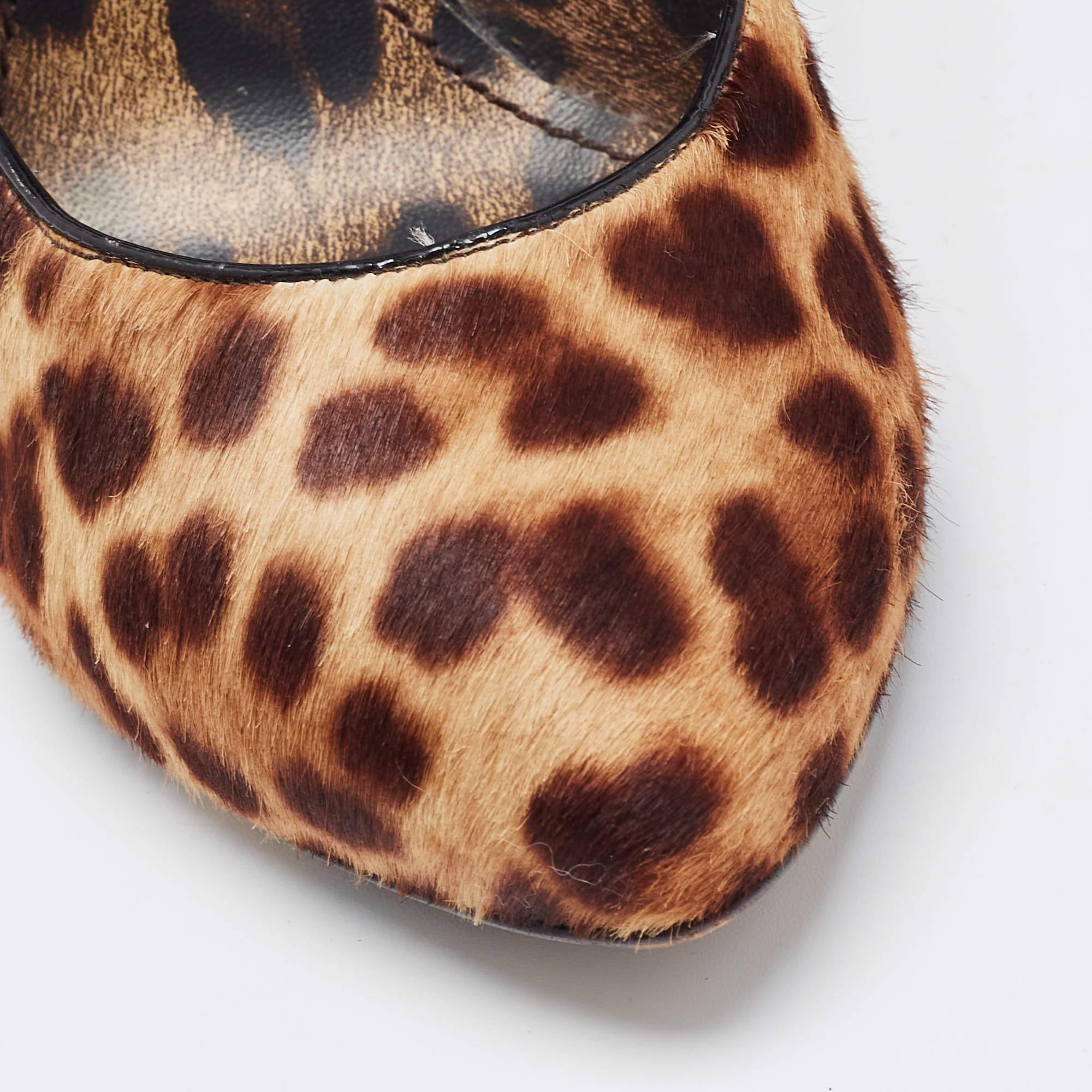 Dolce & Gabbana Brown/Beige Leopard Print Calf Hair Pumps Size 37.5 For Sale 2