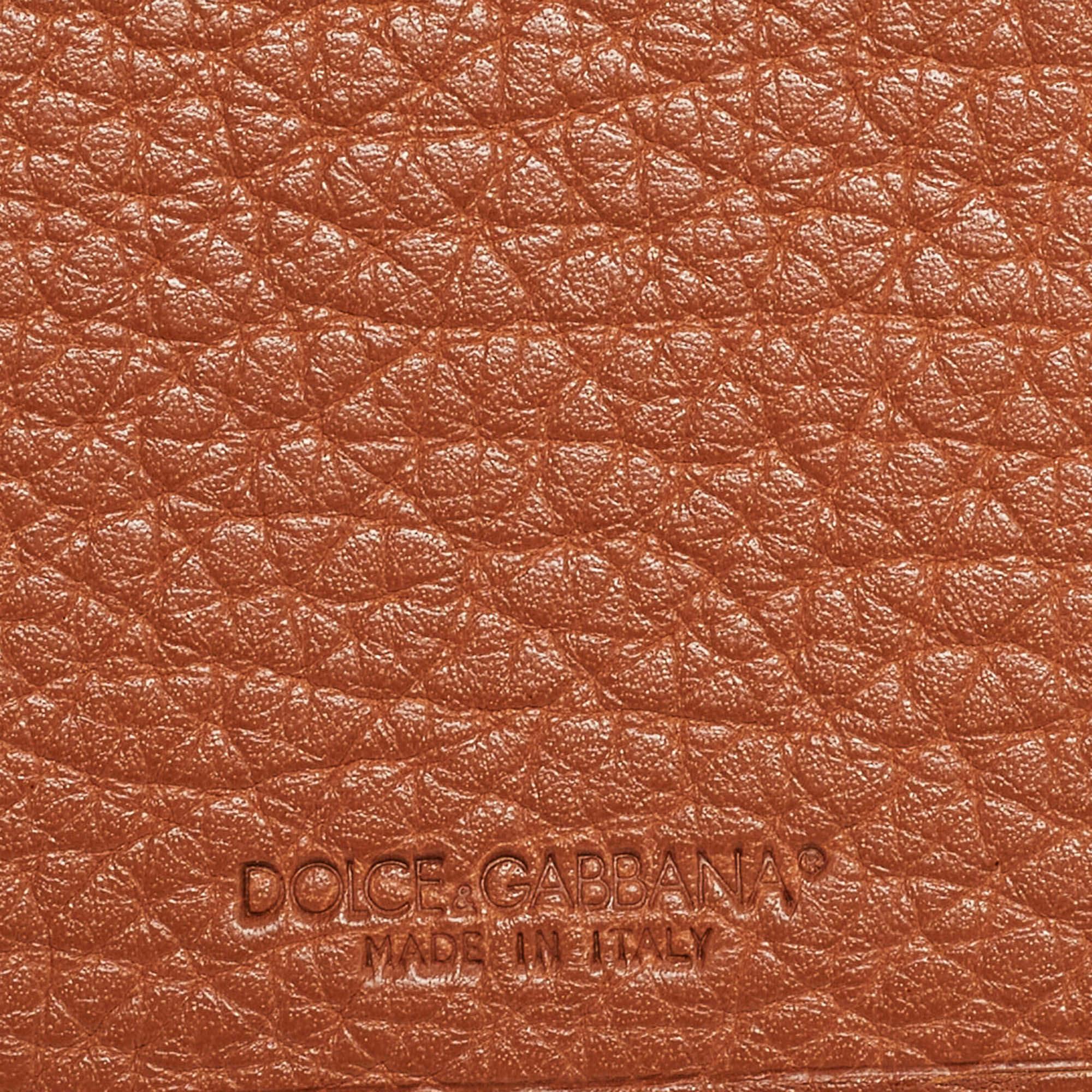 Dolce & Gabbana Portefeuille continental double en poils de veau imprimé léopard Brown/Beige en vente 2