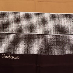 DOLCE & GABBANA brown beige white silk DOTTED STRIPED 80 Scarf