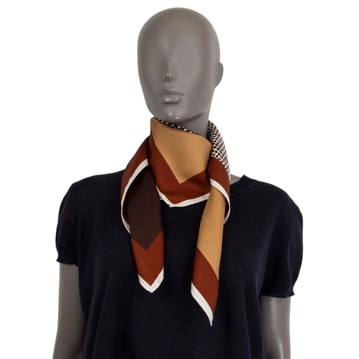 brown and white silk scarf
