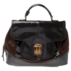 Dolce & Gabbana Brown/Black Calf Hair And Patent Leather Satchel