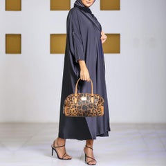 Dolce & Gabbana Brown/Black Leopard Coated Canvas and Leather Logo Satchel