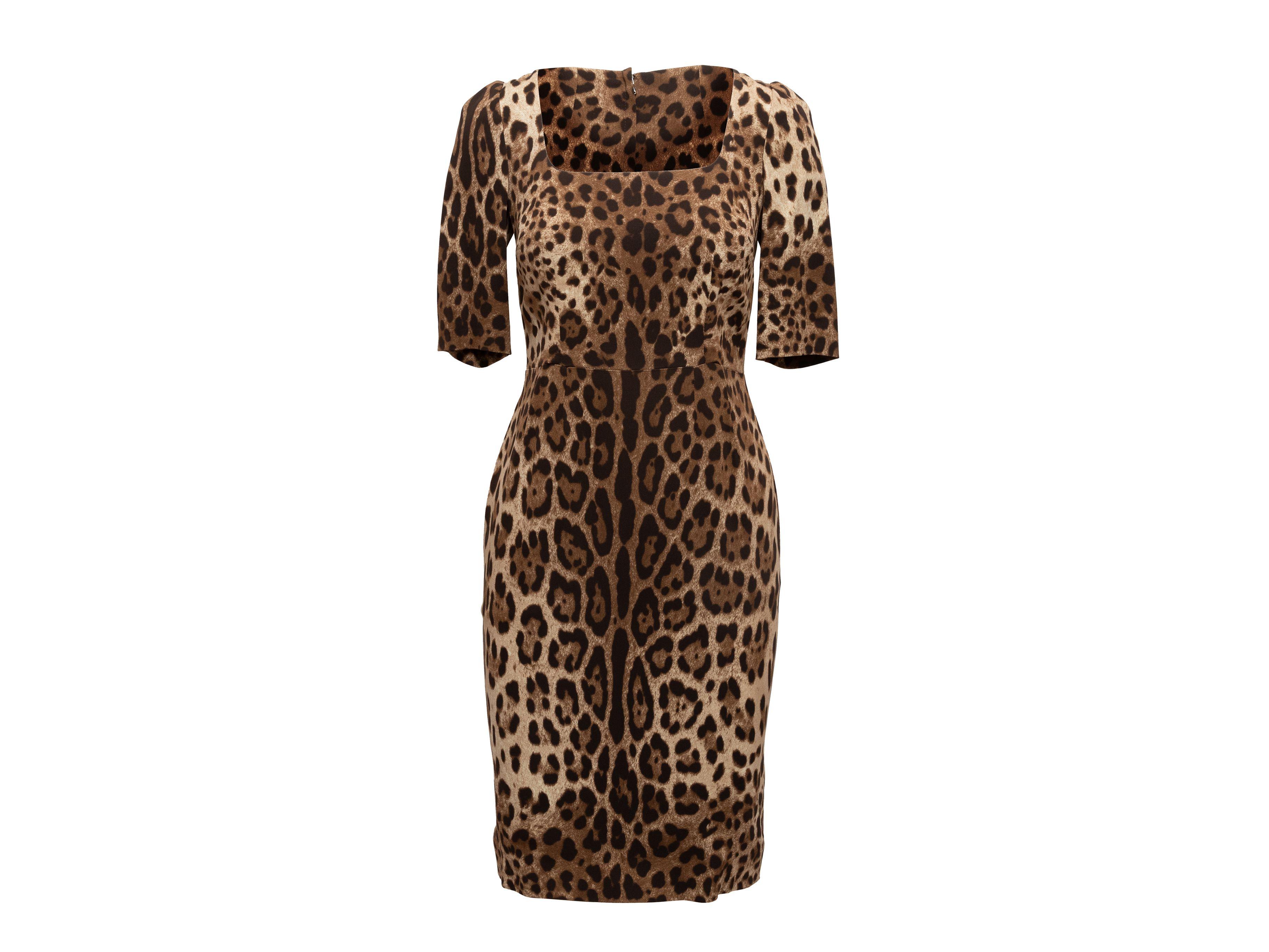 Dolce & Gabbana Brown & Black Leopard Print Dress In Good Condition In New York, NY