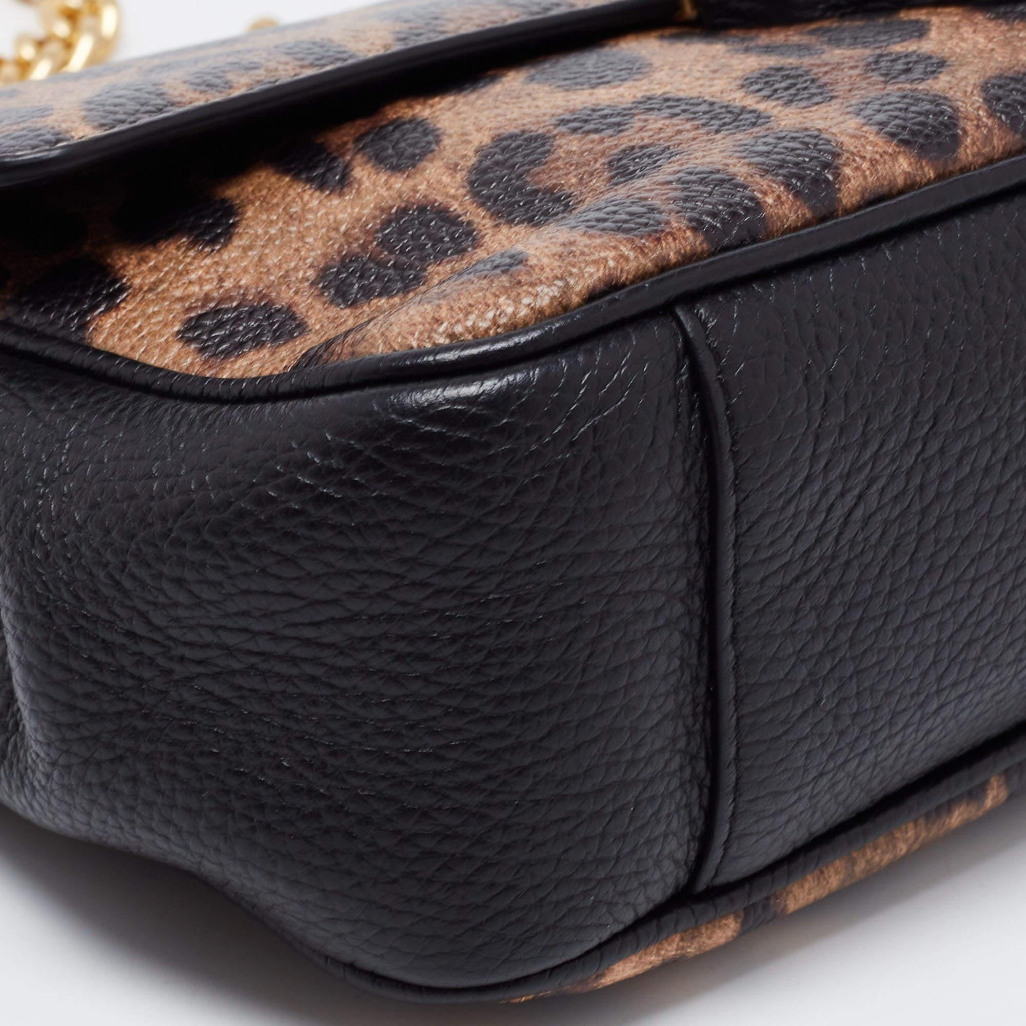 Dolce & Gabbana Brown/Black Leopard Print Leather Lucia Shoulder Bag 7