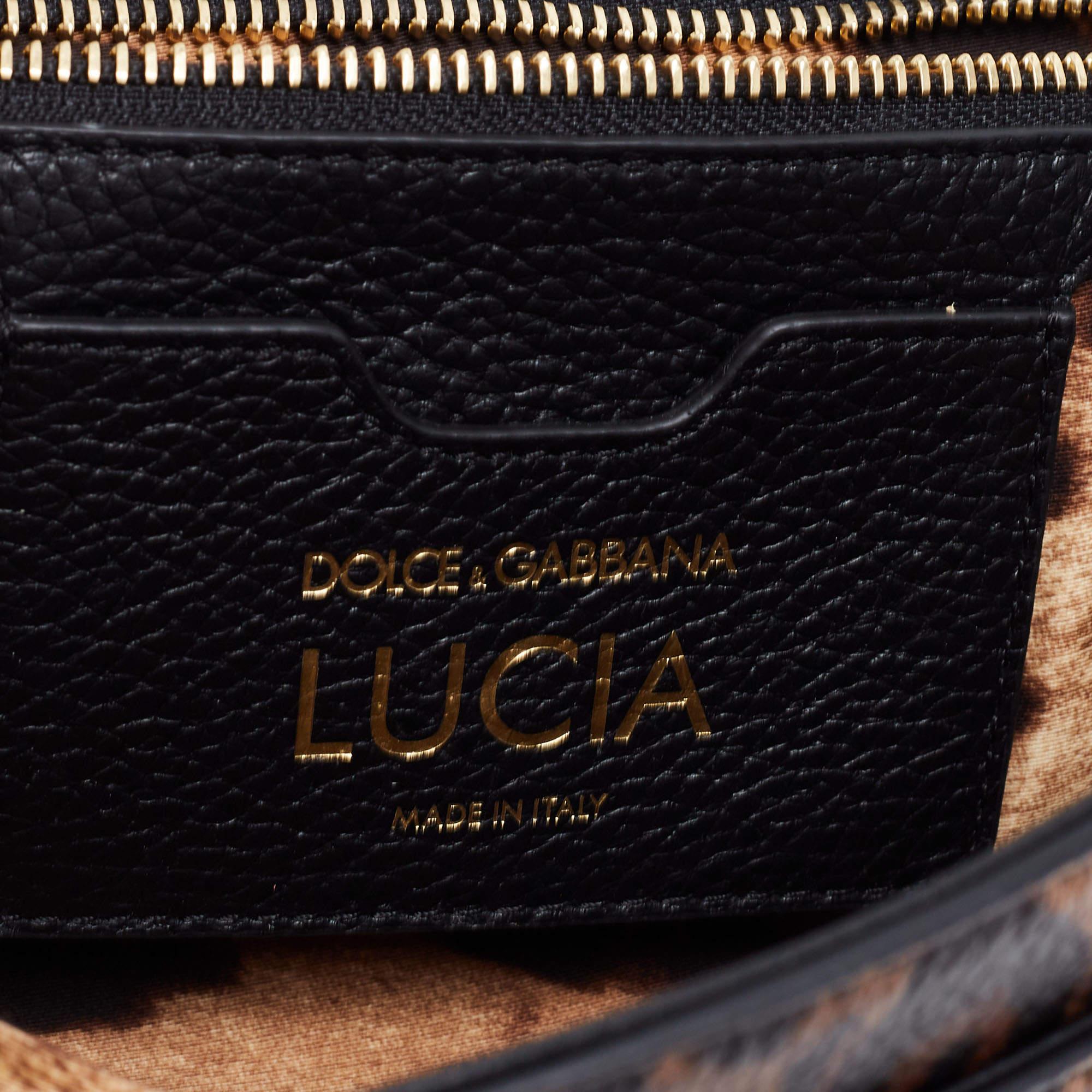 Dolce & Gabbana Brown/Black Leopard Print Leather Lucia Shoulder Bag 4
