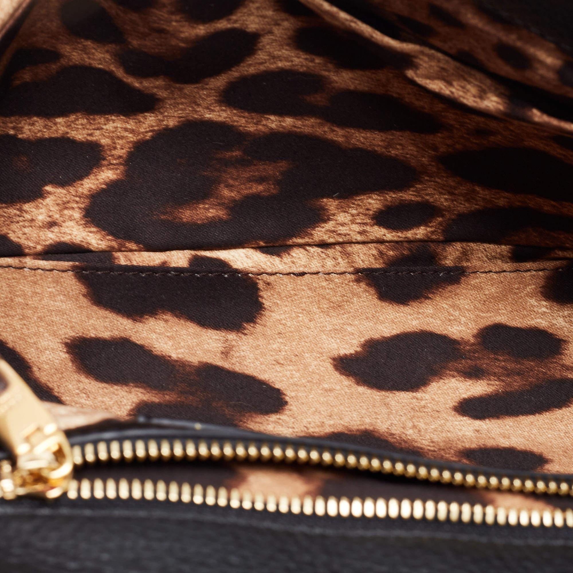 Dolce & Gabbana Brown/Black Leopard Print Leather Lucia Shoulder Bag 5